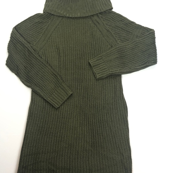 Dark Green Sweater Dress W/ Cowl Neck Size Large - Picture 3 of 8
